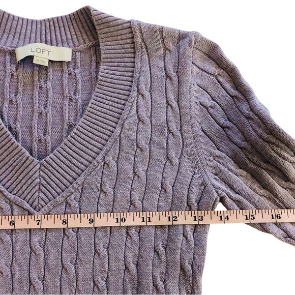 Ann Taylor Loft Lilac Cable Knit V Neck Sweater - Picture 10 of 16